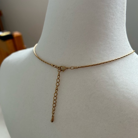 Unique Faux red Leather gold color chain necklace holiday warm winter fall goth - Picture 3 of 6